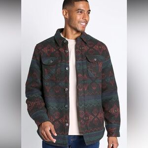 Wool Blend, Sherpa Lines Patterned Shirt Jacket